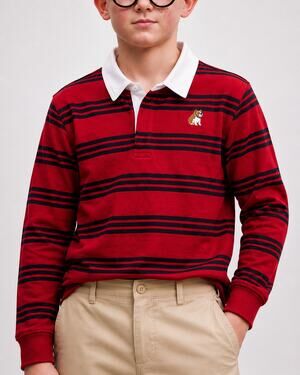 NWT Janie and Jack Striped Boys Rugby Polo Sz10 Varsity Red Stripe deadstock